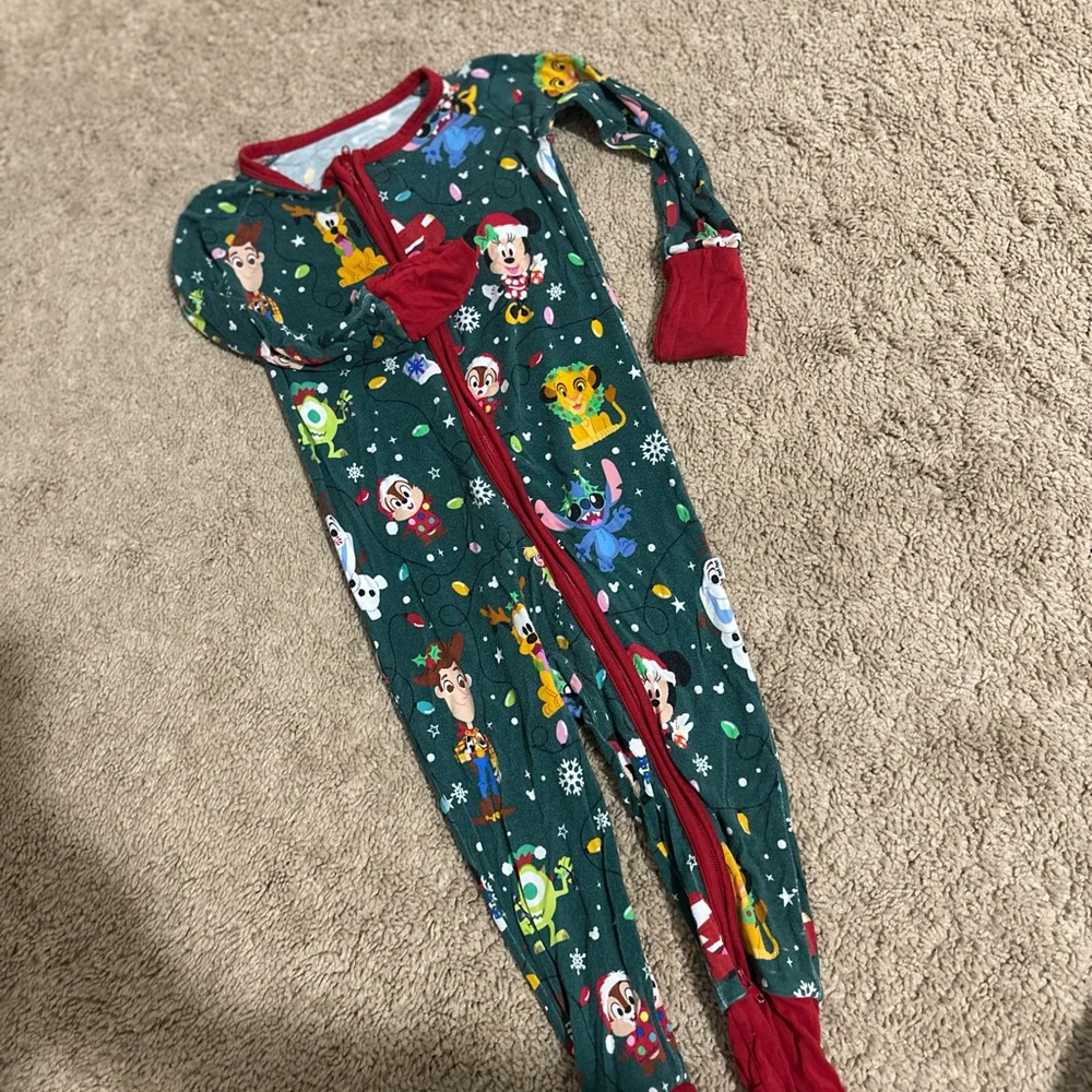 Little Sleepies Cartoon Print Footie - Green and Red